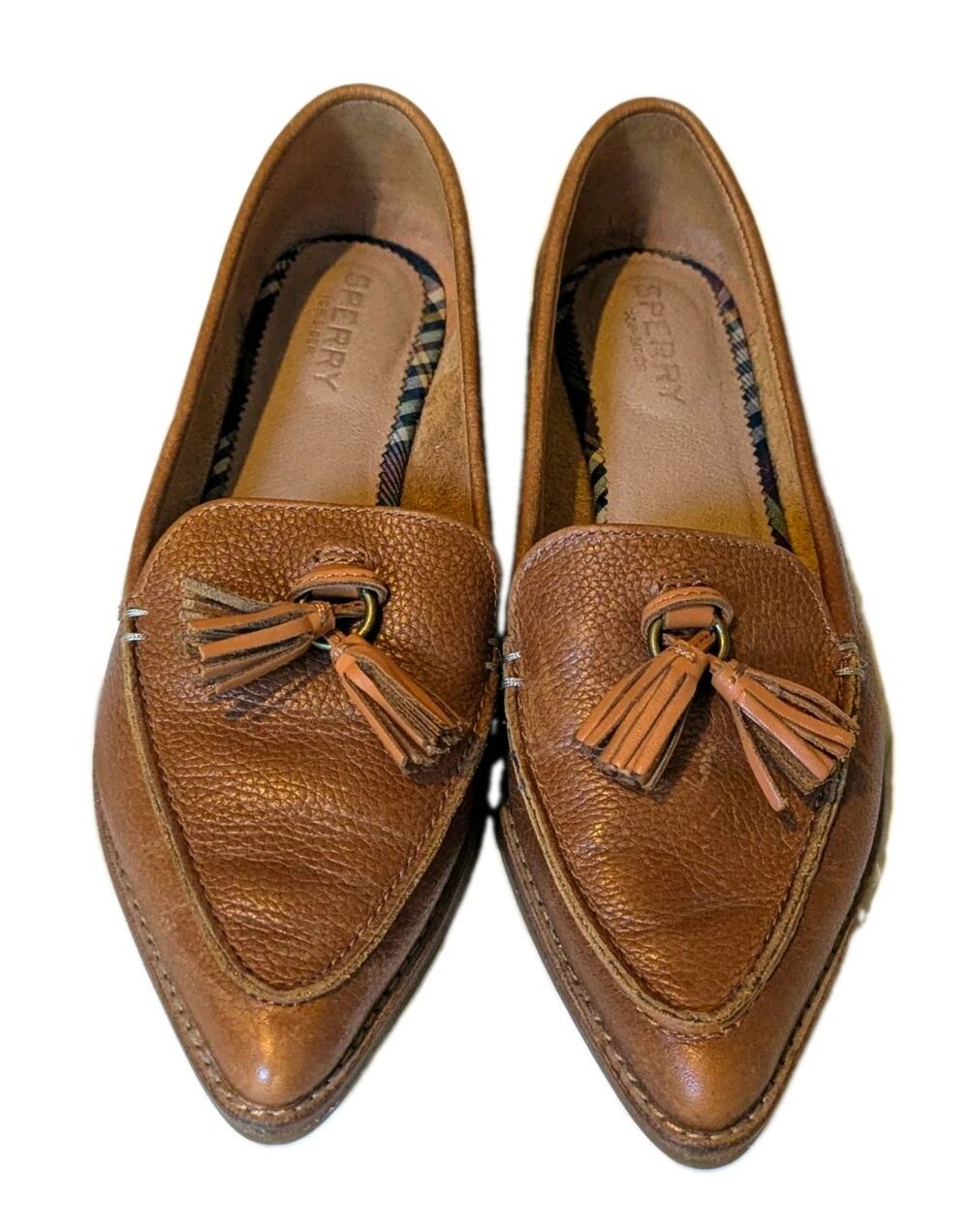 Sperry Top-Sider Brown Leather Tassel Pointed Toe Loafers Size 7 Women's